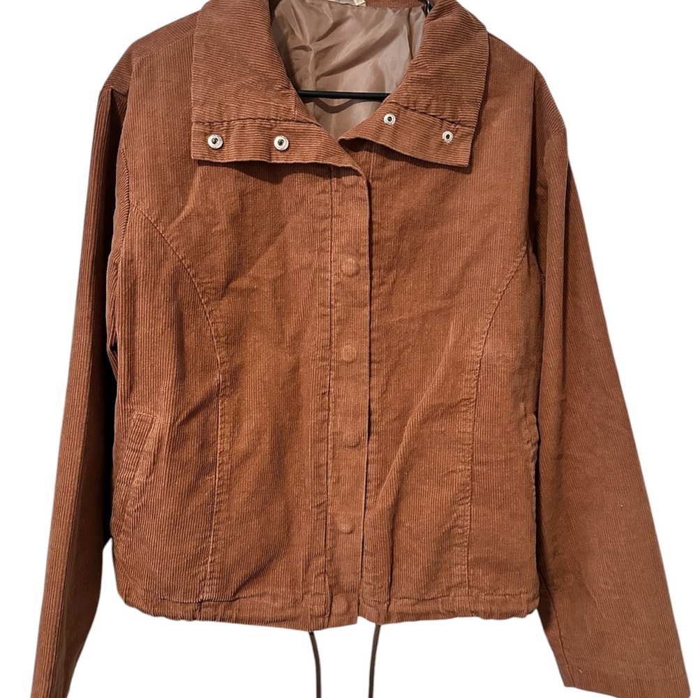 Peach Love California Brown Corduroy Jacket w/ Drawstring Waist, Medium